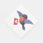 Robin Bird Flying with Red Heart Love Letter Serviette (Ecke)