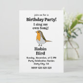 Robin Bird Funny Quote Birthday Party Einladung (Stehend Vorderseite)