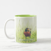 Robin Bird Green Nature Zweifarbige Tasse (Links)