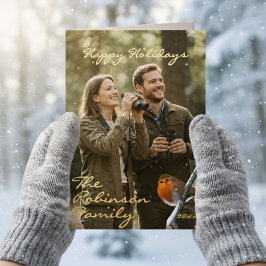 Robin Bird Happy Holidays Foto Foil Faltkarte