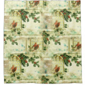Robin Bird Holly Pattern Weihnachten Neues Jahr Bl Duschvorhang (Vorderseite)