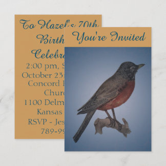 Robin Bird Illustration Geburtstagsparty Einladung