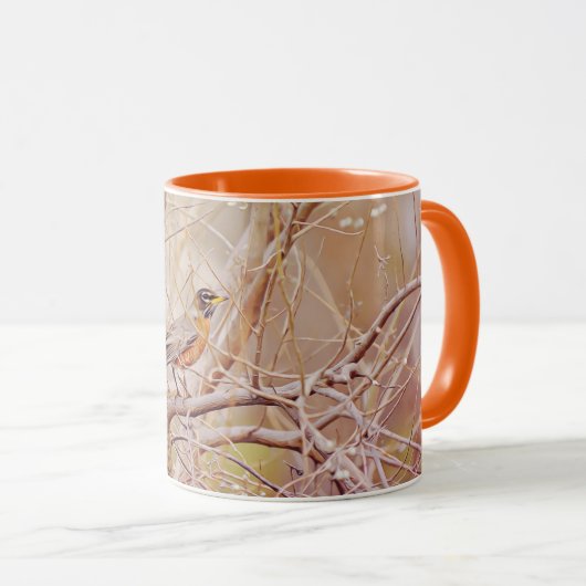 Robin Bird im Winter Tree Art Tasse Cup (VorderseiteRechts)