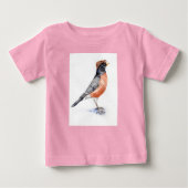 Robin Bird in Hat Baby T-shirt (Vorderseite)
