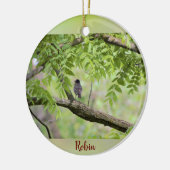 Robin Bird in Tree Keramik Ornament (Links)