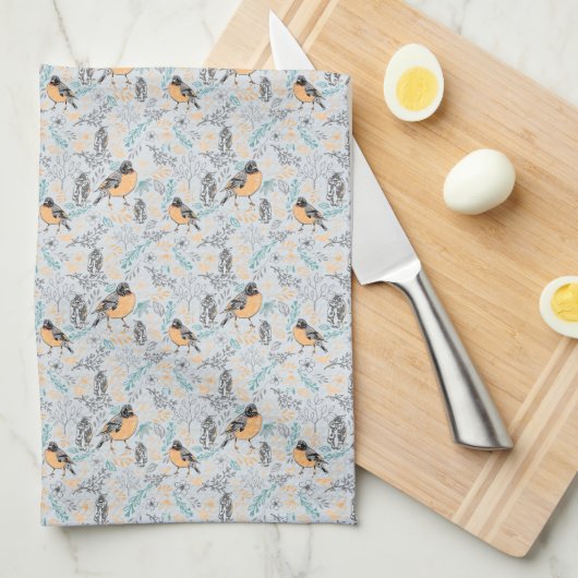 Robin Bird Mama Baby Summer Blume Geschirrtuch (Viertel Falte)
