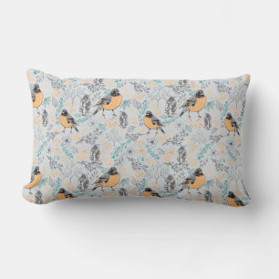 Robin Bird Mama und Baby Summer Brood mit Blume Lendenkissen