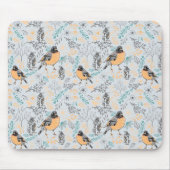 Robin Bird Mama und Baby Summer Brood mit Blume Mousepad (Vorne)