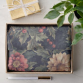 Robin Bird on a Holly Branch with Flowers Seidenpapier (Geschenk)