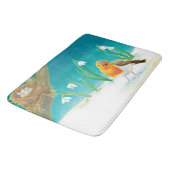 Robin Bird, Schnee & Schneefallen Illustration Bat Badematte (Schrägansicht)