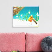 Robin Bird, Schnee & Schneefallen Illustration Leinwanddruck (Insitu (Wohnzimmer))