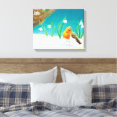 Robin Bird, Schnee & Schneefallen Illustration Leinwanddruck (Insitu (Schlafzimmer))