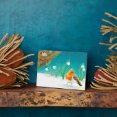 Robin Bird & Snowdrops Illustration Fotoplatte (Seite)