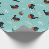 Robin Bird und Pinecone Wintermuster Geschenkpapier (Ecke)