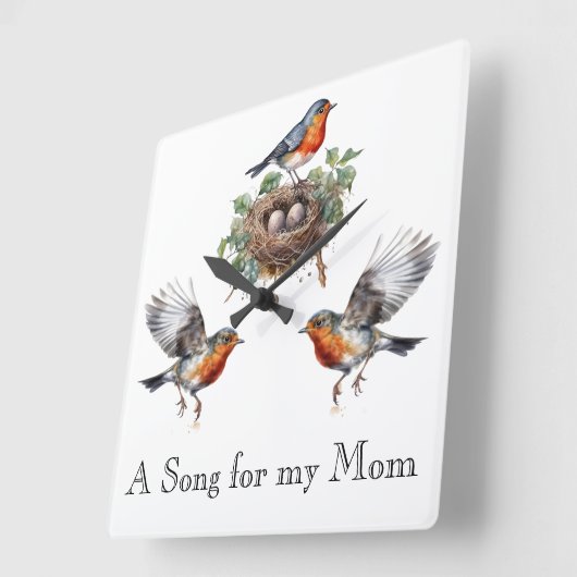 Robin Bird Wall Clock Quadratische Wanduhr (Winkel)