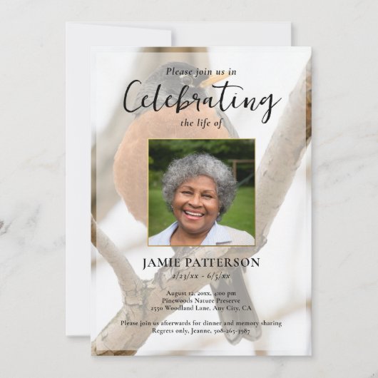 Robin Bird Watcher, Celebration of  Life Photo Einladung (Vorderseite)