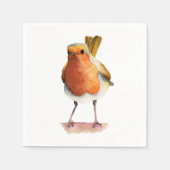 Robin Bird Watercolor Painting Serviette (Vorderseite)
