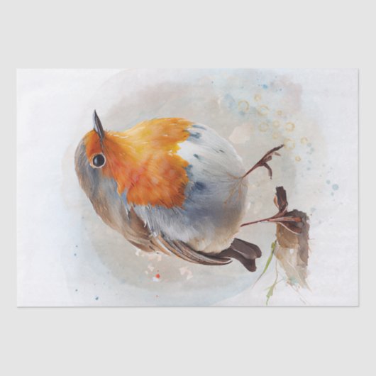 Robin Bird Watercolor Seidenpapier (Vorderseite)