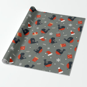 Robin Bird Weihnachtsmuster mit Geschenken und Wei Geschenkpapier