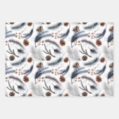 Robin Bird Winter Forest Grüne Weihnachten Geschenkpapier Set (Vorderseite 2)