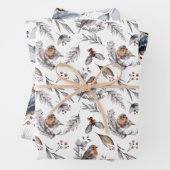 Robin Bird Winter Forest Grüne Weihnachten Geschenkpapier Set (Beispiel)