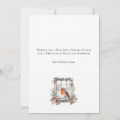 Robin Bird Winter Window Business Weihnachtskarte (Rückseite)