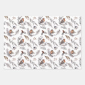 Robin Bird Woodland Grüne Weihnachten Geschenkpapier Set (Vorderseite 3)