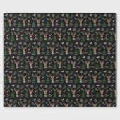 Robin Bird Woodland Stag Deer Wasserfarbmuster Geschenkpapier (Flach)