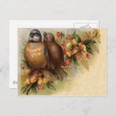 Robin Bird Yellow Red Blume Postkarte (Vorne/Hinten)