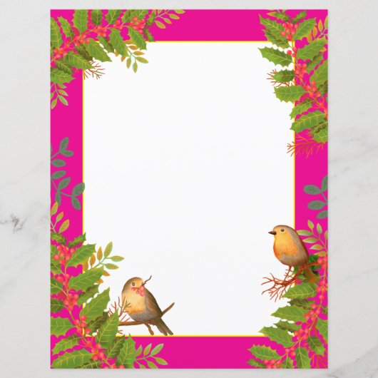 Robin Birds Holly Berry Hot Pink (Vorderseite)