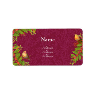 Robin Birds Holly Berry Weinadresse Adressaufkleber