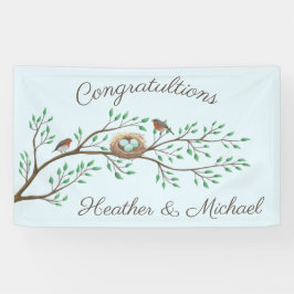 Robin Birds Nest Eggs Spring Baby Dusche Banner
