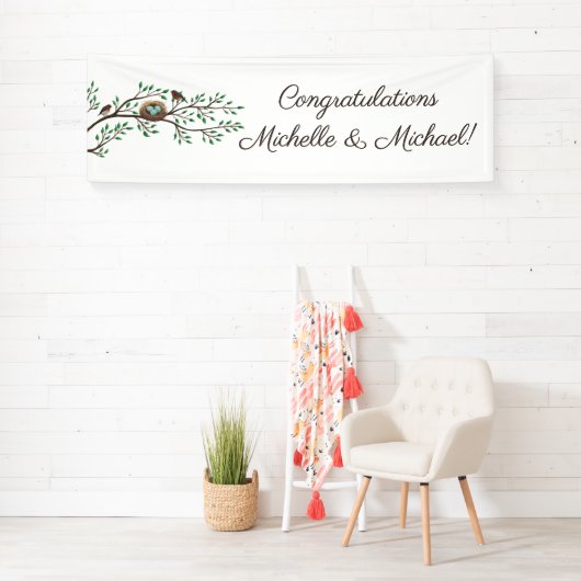 Robin Birds Nest Eggs Spring Baby Dusche Banner (Insitu)