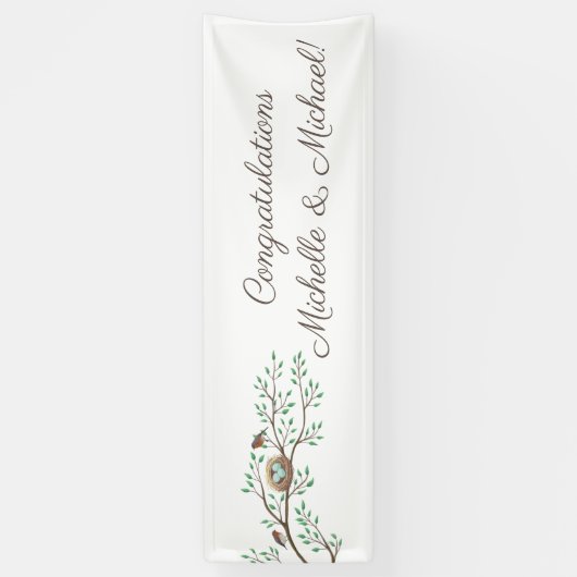 Robin Birds Nest Eggs Spring Baby Dusche Banner (Vertikal)