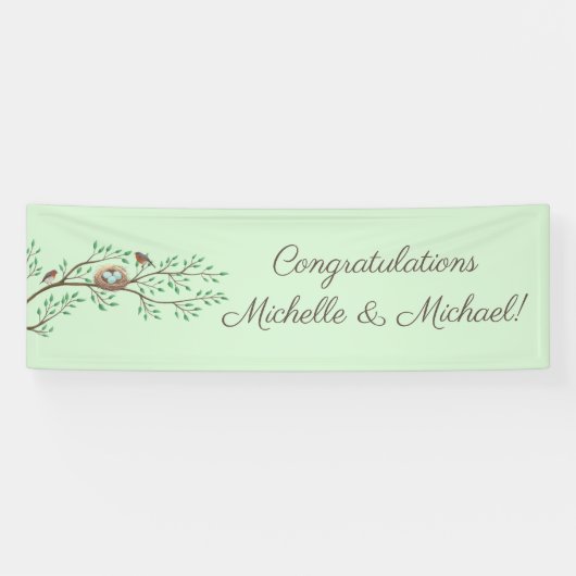 Robin Birds Nest Eggs Spring Baby Dusche Banner (Horizontal)