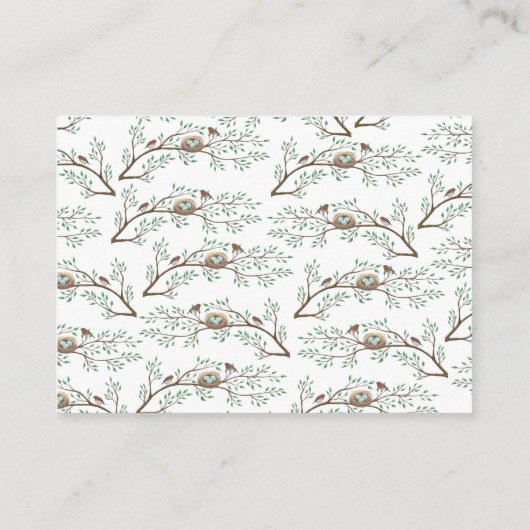 Robin Birds Nest Eggs Spring Baby Dusche Begleitkarte (Rückseite)