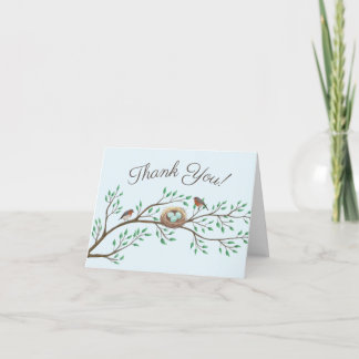 Robin Birds Nest Eggs Spring Baby Dusche Dankeskarte