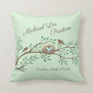 Robin Birds Nest Eggs Spring Baby Dusche Kissen