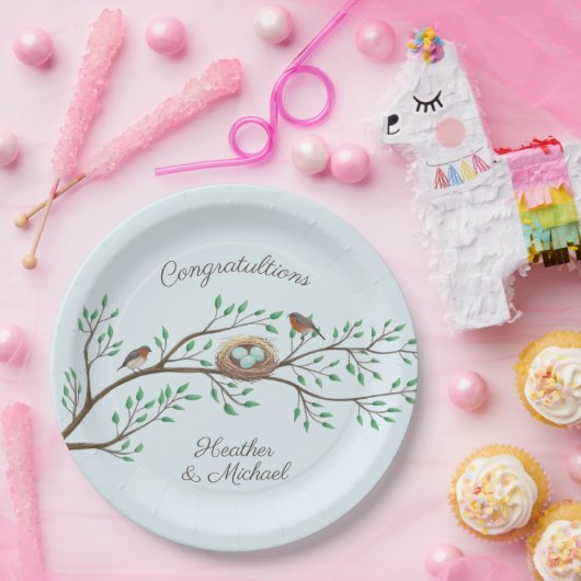 Robin Birds Nest Eggs Spring Baby Dusche Pappteller (Party)