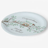 Robin Birds Nest Eggs Spring Baby Dusche Pappteller (Schrägansicht)