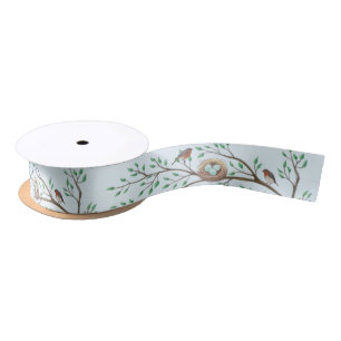 Robin Birds Nest Eggs Spring Baby Dusche Satinband