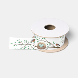 Robin Birds Nest Eggs Spring Baby Dusche Satinband