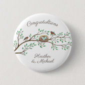 Robin Birds Nest Eggs Spring Baby Shower Button (Vorderseite)