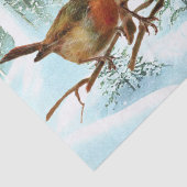 Robin Birds on Branch Snow Forest Winter Weihnacht Seidenpapier (Detail)