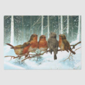 Robin Birds on Branch Snow Forest Winter Weihnacht Seidenpapier (Vorderseite)