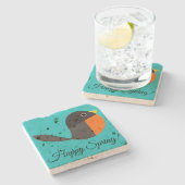 Robin Birds Steinuntersetzer (Seitenansicht)