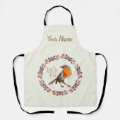 Robin Botanische Vintage Blume für Vogelliebhaber Schürze (Vorderseite)