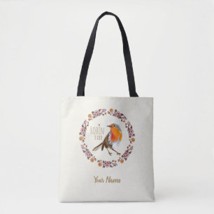 Robin Botanische Vintage Blume für Vogelliebhaber Tasche