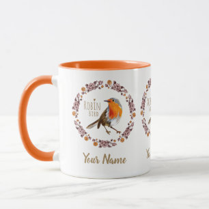 Robin Botanische Vintage Blumen für Vogelliebhaber Tasse