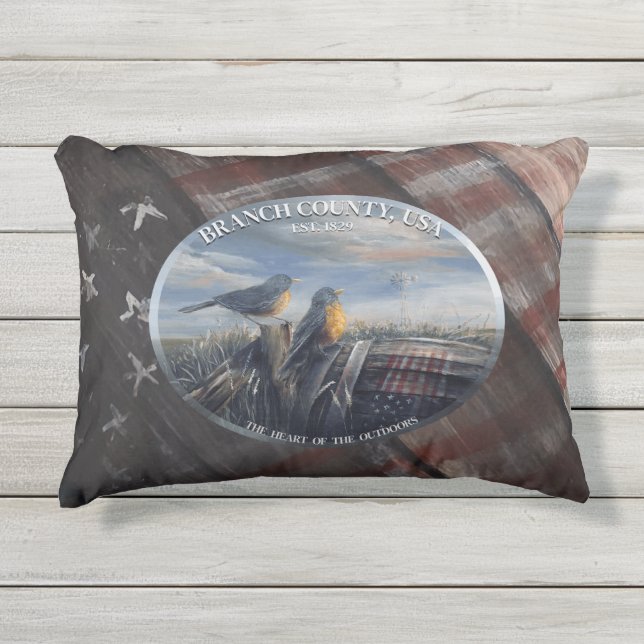 Robin Branch Co. MICH. Kissen Für Draußen (Vorderseite)